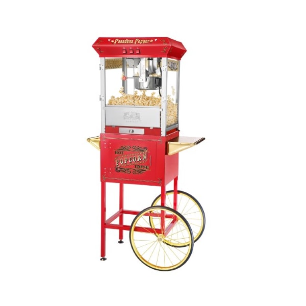 Great Northern Popcorn Pasadena Popcorn Machine with Cart Popper Makes 3 Gallons, 8-Ounce Kettle, Drawer, Tray, Scoop (Red) 387566MZB - main